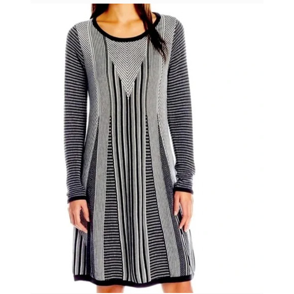 PrAna Whitley Black, Gray, & White Midi Length Sweater‎ Dress in Size Small - Picture 1 of 8